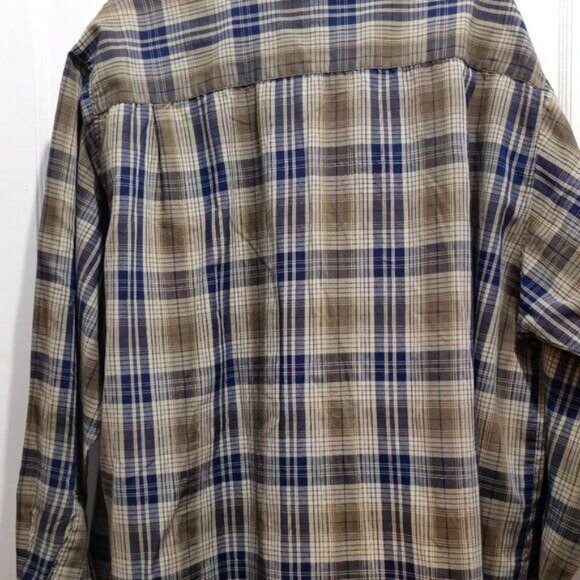 David Taylor Long Sleeve Button Casual Dress Shirt - XL - Blue, Green checkered - Picture 16 of 16